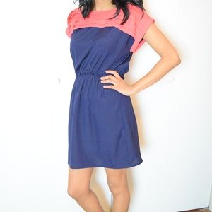 Magenta and Navy Blue Dress